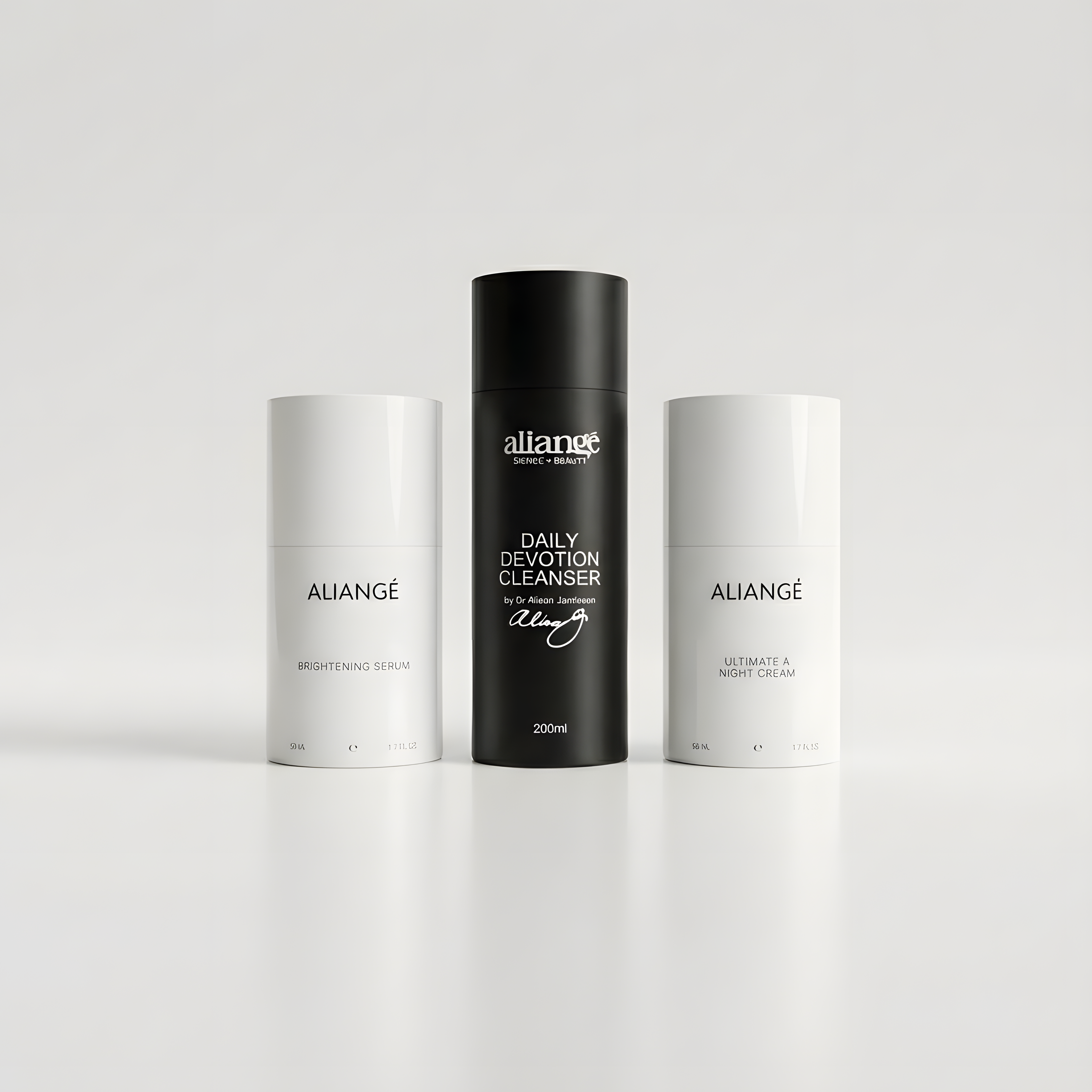 Aliangé PM Protocol — evening skincare sequencing set on white background, doctor-led