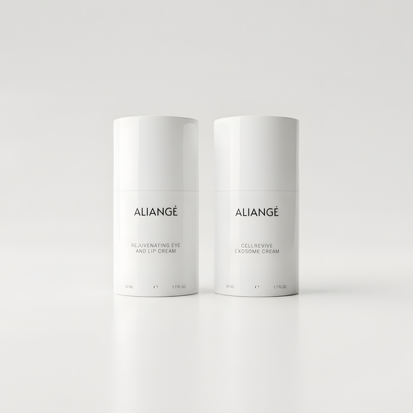 Aliangé Advanced Repair Protocol — Rejuvenating Eye & Lip Cream and CellRevive Exosome Cream on white