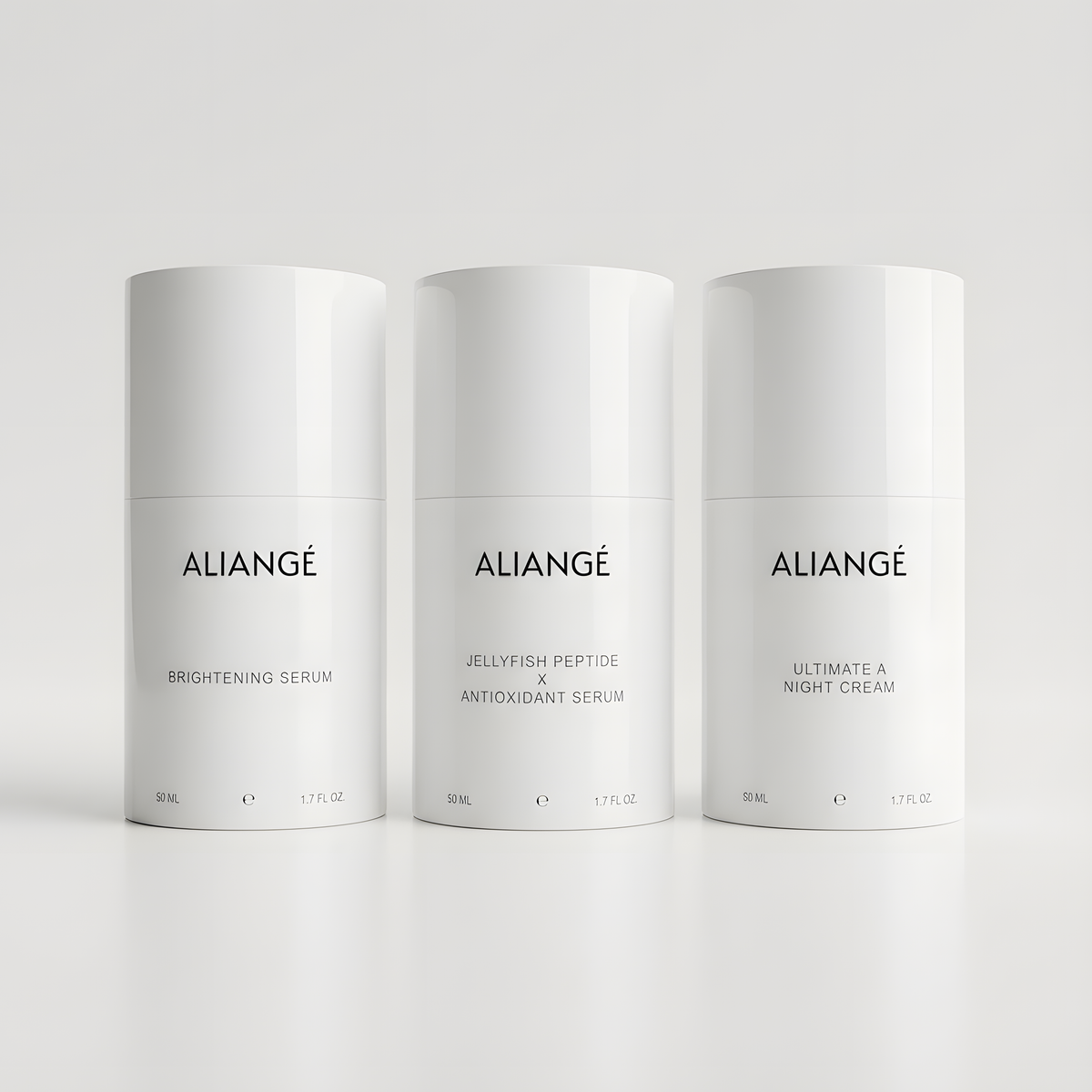 Aliangé Mature Skin Protocol — doctor-led mature skincare set on white background