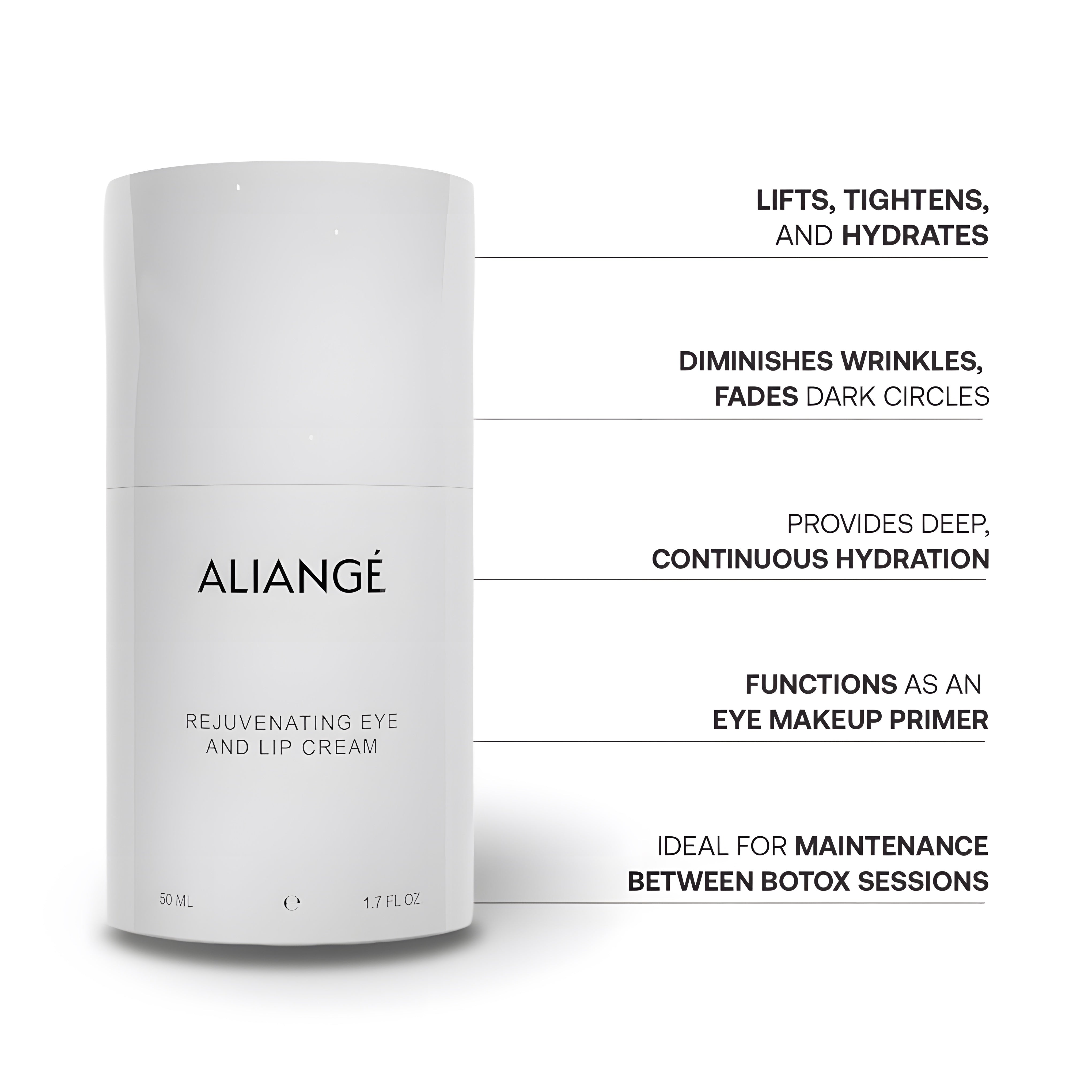 Rejuvenating Eye & Lip Cream call-out — Aliangé peptide-rich eye and lip cream, 50ml