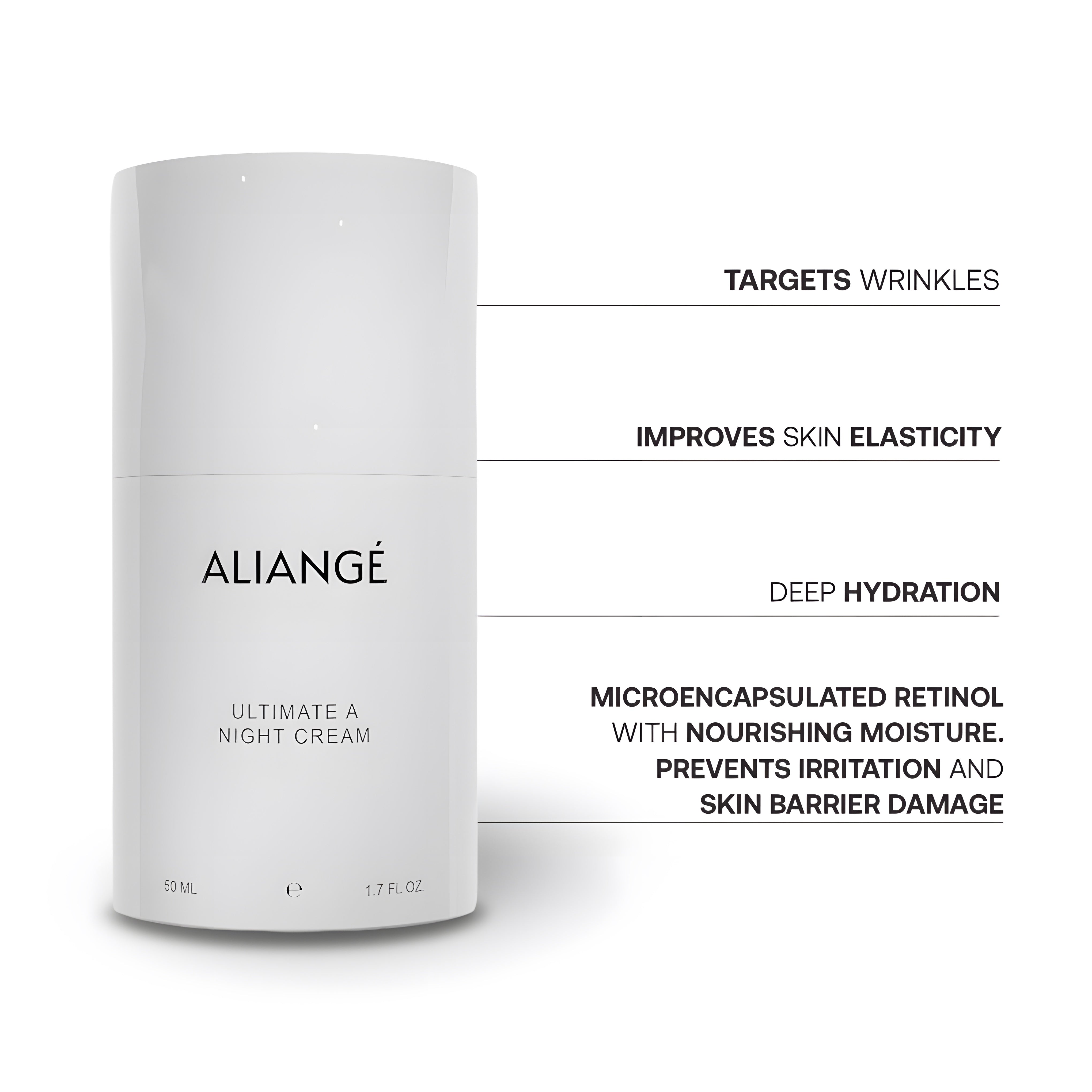 Ultimate A Night Cream + call-out — Aliangé retinol bakuchiol night cream, 50ml