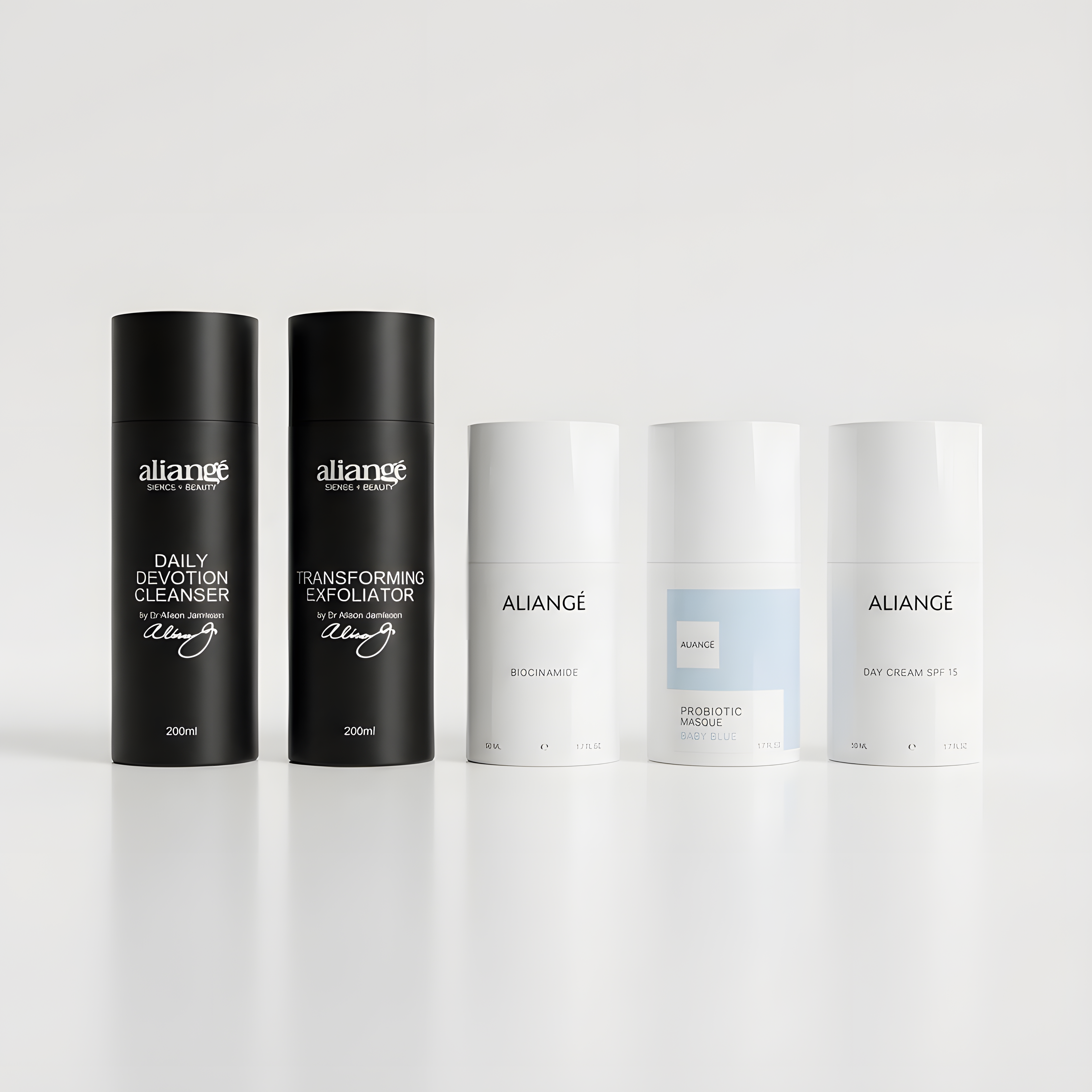 Aliangé Acne Protocol — doctor-led adult acne skincare set on white background
