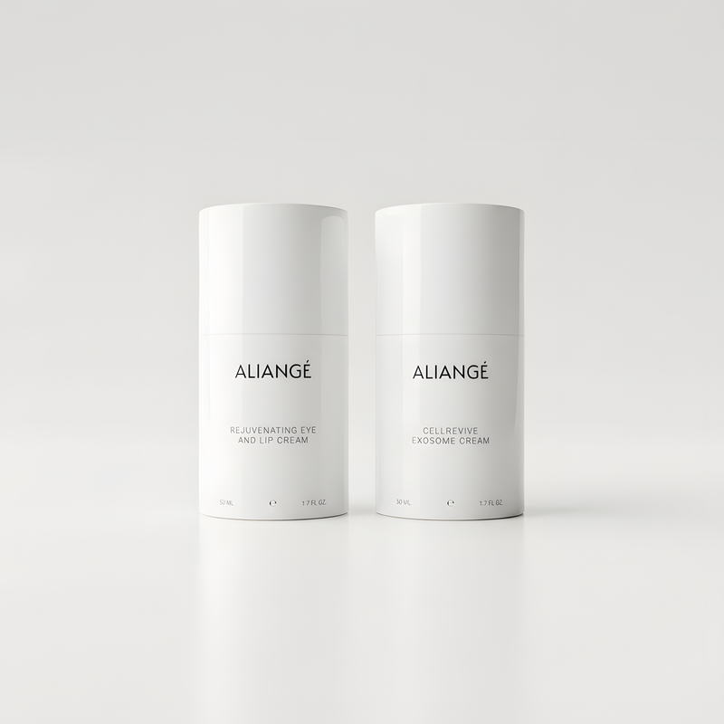 Aliangé Advanced Repair Protocol — Rejuvenating Eye & Lip Cream and CellRevive Exosome Cream on white