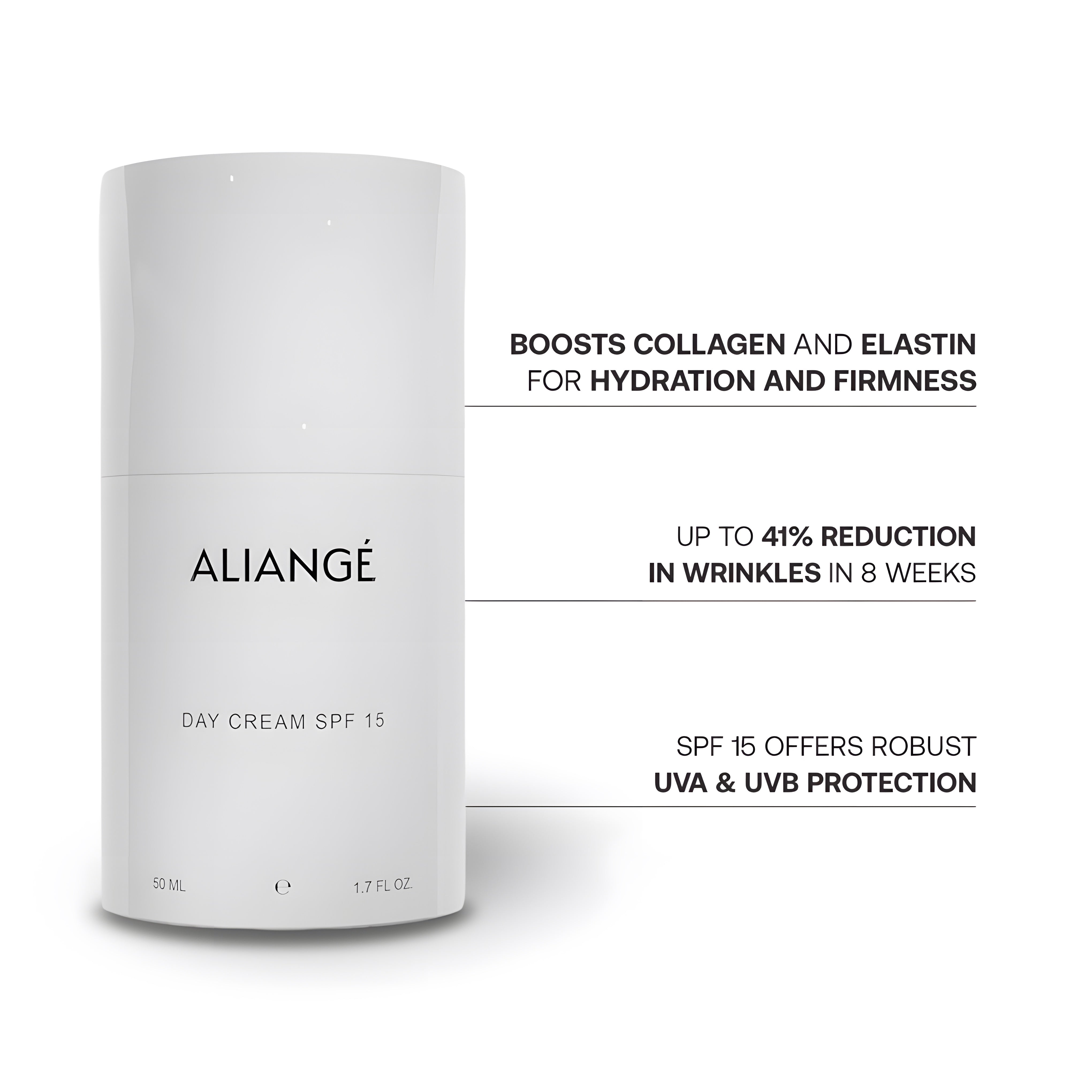 Day Cream SPF 15 call-out — Aliangé Nambour-trialled daily SPF moisturiser, 50ml