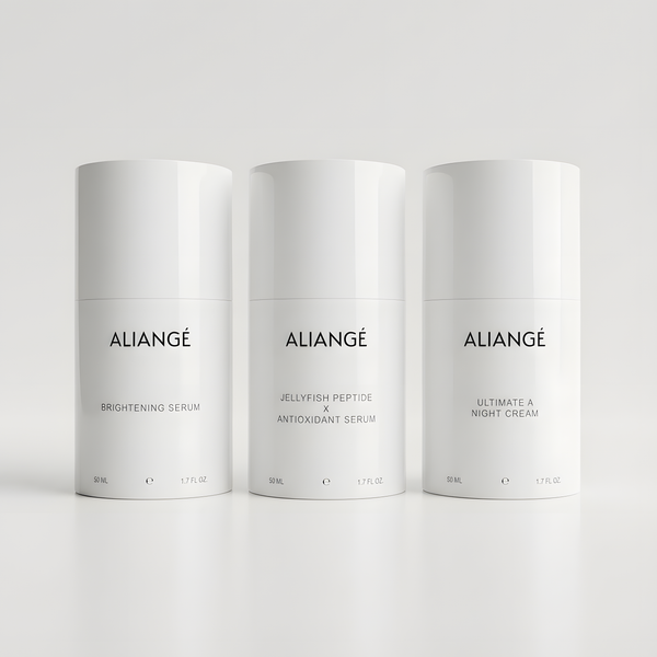 Aliangé Mature Skin Protocol — doctor-led mature skincare set on white background
