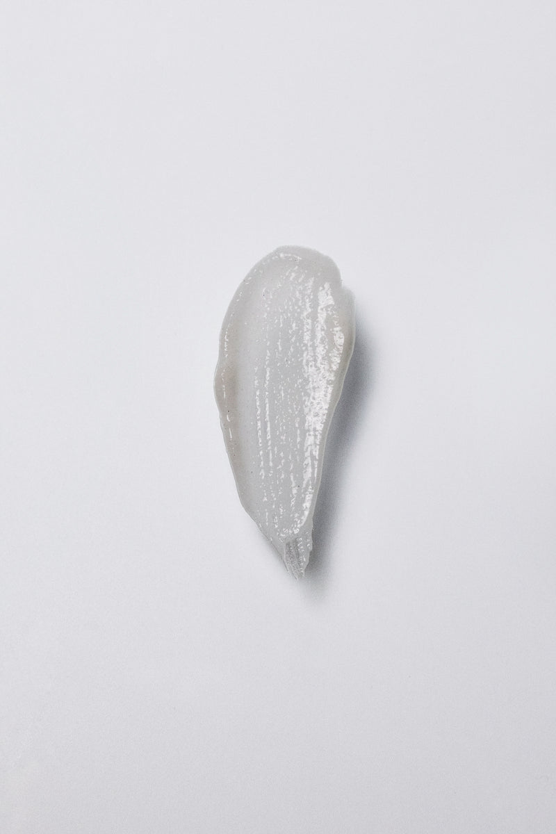Transforming Exfoliator gel texture swatch — Aliangé AHA tea tree exfoliating formula